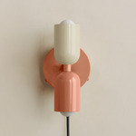 Up Down Plug-In Wall Sconce - Peach Canopy / Bone Upper Shade