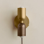 Up Down Plug-In Wall Sconce - Brass Canopy / Brass Upper Shade