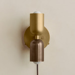 Up Down Plug-In Wall Sconce - Brass Canopy / Brass Upper Shade
