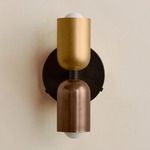 Up Down Wall Sconce - Blackened Brass Canopy / Brass Upper Shade