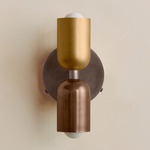 Up Down Wall Sconce - Pewter Canopy / Brass Upper Shade