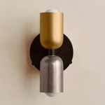 Up Down Wall Sconce - Blackened Brass Canopy / Brass Upper Shade