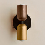 Up Down Wall Sconce - Blackened Brass Canopy / Patina Brass Upper Shade