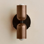 Up Down Wall Sconce - Blackened Brass Canopy / Patina Brass Upper Shade