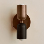Up Down Wall Sconce - Patina Brass Canopy / Patina Brass Upper Shade