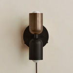 Up Down Plug-In Wall Sconce - Blackened Brass Canopy / Patina Brass Upper Shade