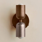 Up Down Wall Sconce - Patina Brass Canopy / Patina Brass Upper Shade