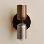 Up Down Wall Sconce - Blackened Brass Canopy / Patina Brass Upper Shade