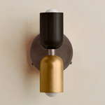 Up Down Wall Sconce - Pewter Canopy / Blackened Brass Upper Shade