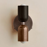 Up Down Wall Sconce - Pewter Canopy / Blackened Brass Upper Shade