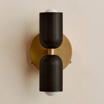 Up Down Wall Sconce - Brass Canopy / Blackened Brass Upper Shade
