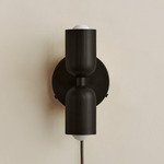 Up Down Plug-In Wall Sconce - Blackened Brass Canopy / Blackened Brass Upper Shade