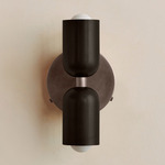 Up Down Wall Sconce - Pewter Canopy / Blackened Brass Upper Shade