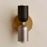 Up Down Wall Sconce - Brass Canopy / Blackened Brass Upper Shade