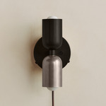 Up Down Plug-In Wall Sconce - Blackened Brass Canopy / Blackened Brass Upper Shade