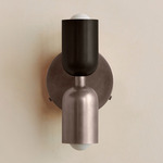 Up Down Wall Sconce - Pewter Canopy / Blackened Brass Upper Shade