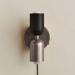 Up Down Plug-In Wall Sconce - Pewter Canopy / Blackened Brass Upper Shade