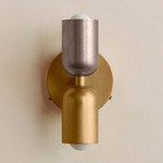 Up Down Wall Sconce - Brass Canopy / Pewter Upper Shade