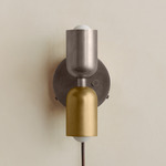 Up Down Plug-In Wall Sconce - Pewter Canopy / Pewter Upper Shade
