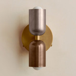 Up Down Wall Sconce - Brass Canopy / Pewter Upper Shade