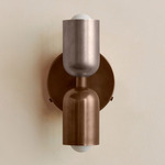 Up Down Wall Sconce - Patina Brass Canopy / Pewter Upper Shade