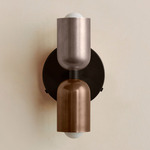 Up Down Wall Sconce - Blackened Brass Canopy / Pewter Upper Shade