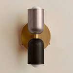 Up Down Wall Sconce - Brass Canopy / Pewter Upper Shade