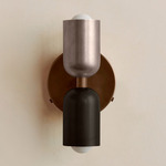 Up Down Wall Sconce - Patina Brass Canopy / Pewter Upper Shade