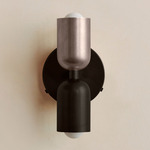 Up Down Wall Sconce - Blackened Brass Canopy / Pewter Upper Shade