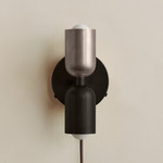 Up Down Plug-In Wall Sconce - Blackened Brass Canopy / Pewter Upper Shade