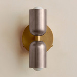 Up Down Wall Sconce - Brass Canopy / Pewter Upper Shade