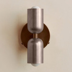 Up Down Wall Sconce - Patina Brass Canopy / Pewter Upper Shade