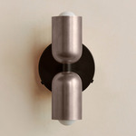 Up Down Wall Sconce - Blackened Brass Canopy / Pewter Upper Shade