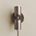Up Down Plug-In Wall Sconce - Pewter Canopy / Pewter Upper Shade