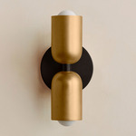 Up Down Slim Wall Sconce - Blackened Brass Canopy / Brass Upper Shade