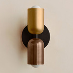 Up Down Slim Wall Sconce - Blackened Brass Canopy / Brass Upper Shade