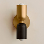 Up Down Slim Wall Sconce - Brass Canopy / Brass Upper Shade