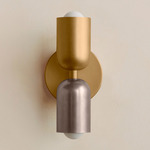 Up Down Slim Wall Sconce - Brass Canopy / Brass Upper Shade