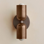 Up Down Slim Wall Sconce - Pewter Canopy / Patina Brass Upper Shade