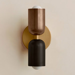 Up Down Slim Wall Sconce - Brass Canopy / Patina Brass Upper Shade