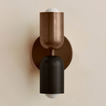 Up Down Slim Wall Sconce - Patina Brass Canopy / Patina Brass Upper Shade