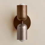 Up Down Slim Wall Sconce - Patina Brass Canopy / Patina Brass Upper Shade