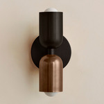 Up Down Slim Wall Sconce - Blackened Brass Canopy / Blackened Brass Upper Shade