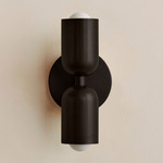 Up Down Slim Wall Sconce - Blackened Brass Canopy / Blackened Brass Upper Shade