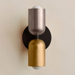 Up Down Slim Wall Sconce - Blackened Brass Canopy / Pewter Upper Shade