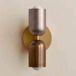 Up Down Slim Wall Sconce - Brass Canopy / Pewter Upper Shade
