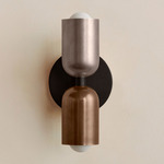 Up Down Slim Wall Sconce - Blackened Brass Canopy / Pewter Upper Shade
