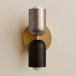 Up Down Slim Wall Sconce - Brass Canopy / Pewter Upper Shade