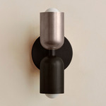 Up Down Slim Wall Sconce - Blackened Brass Canopy / Pewter Upper Shade