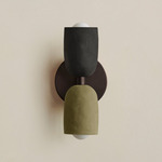 Ceramic Up Down Slim Wall Sconce - Blackened Brass Canopy / Black Clay Upper Shade
